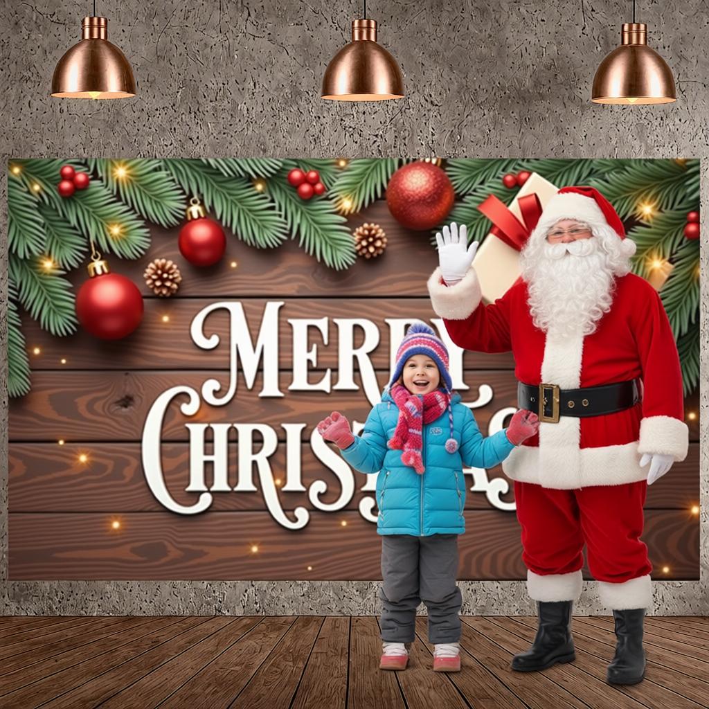 Xmas Display Ornament Decorated Holiday Backdrop Festive Background Pine Branch Decor Christmas Celebration Display For Home