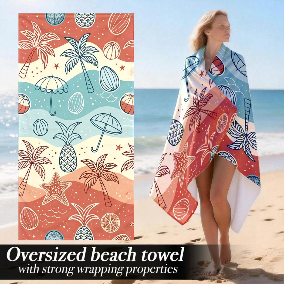 

Tropical Vibes Oversized Beach Towel – Colorful Summer Design, Soft & Lightweight, Perfect for Pool & Gift Use W30*H60(CM)