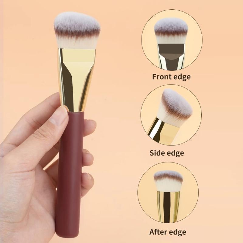 Pinceau de Maquillage Incliné pour Poudre Liquide Crème Buffing Mélange Portable Pinceau de Maquillage Visage Pinceau Correcteur Pinceau Contouring