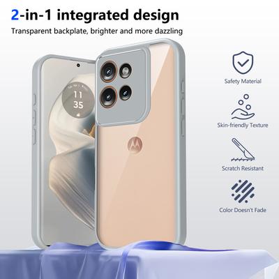 Custodia per Motorola Edge 50 Neo XT2409-1 Bumper Placcato Antiurto Cover Posteriore Trasparente Custodia Rigida Opaca per Moto Edge 50 Neo 5G