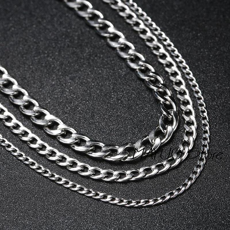2024 New Long Stainless Steel Chain Necklace for Women Men On The Neck Hip Hop Jewelry Accessories Choker Valentine's Day