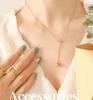 Gold-Plated Geometric Polygon Sphere Pendant Necklace with Adjustable Tassel – Versatile Titanium Steel Clavicle Chain