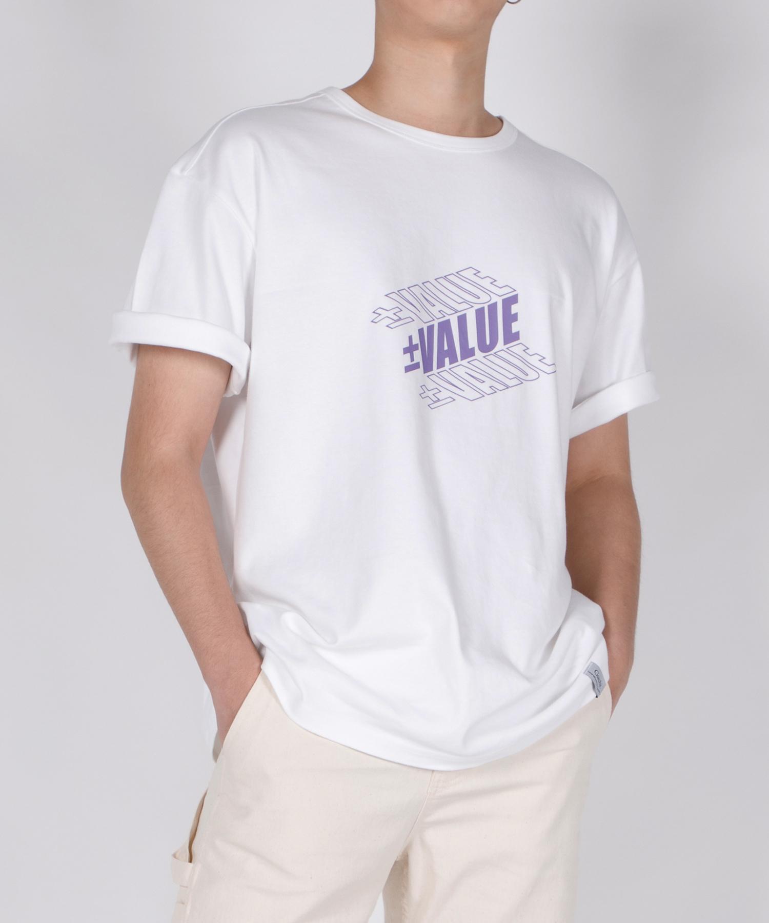 Gachi Loose Fit Value Logo Short Sleeve T-Shirt White Purple L