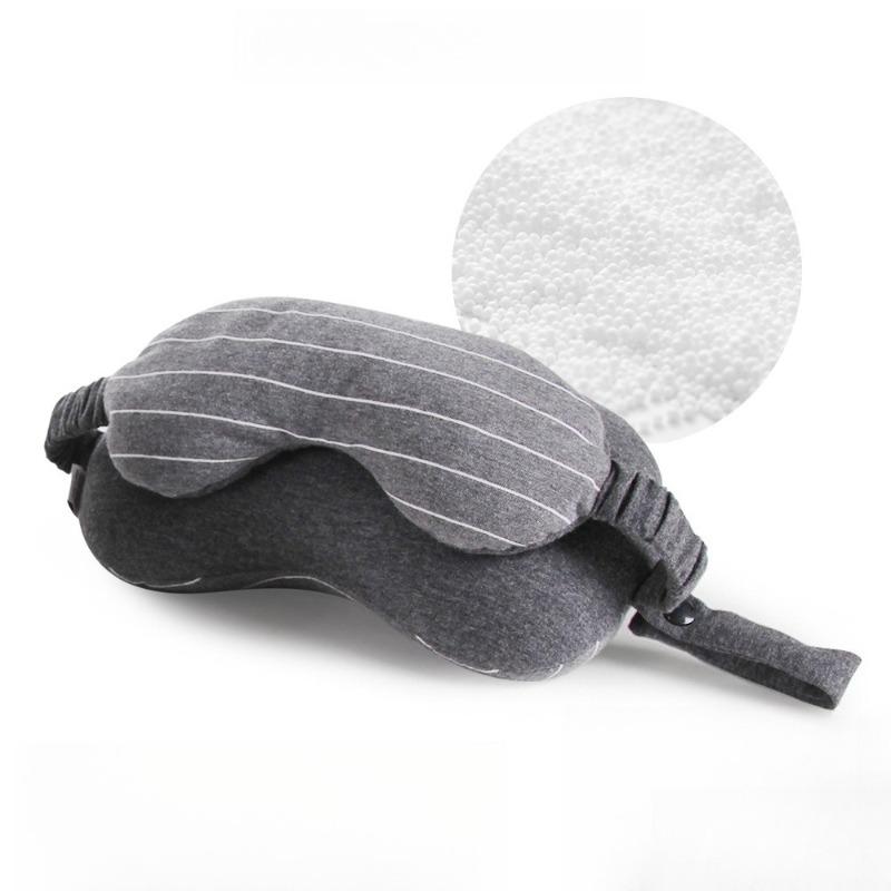 1pcs 2-in-1 Eye Mask Neck Pillow Portable Travel Neck Support Pillow for Airplane Car Office Nap Comfortable Neck Cushion