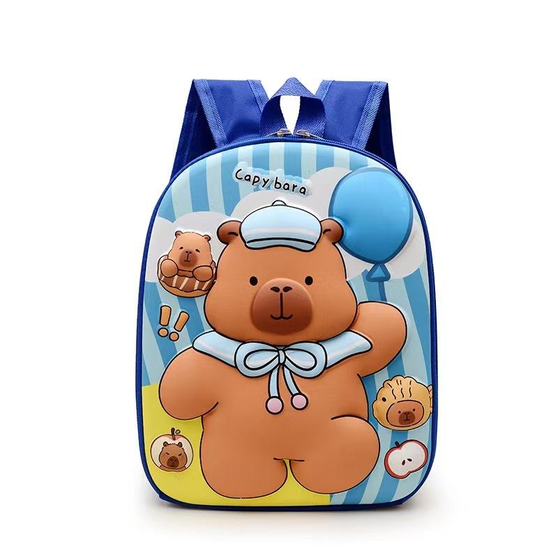 1 Piece Hard Shell Waterproof Students Schoolbag Cute 12 Inch Capybara Backpack Cartoon Kapibala School Bag For Kindergarten