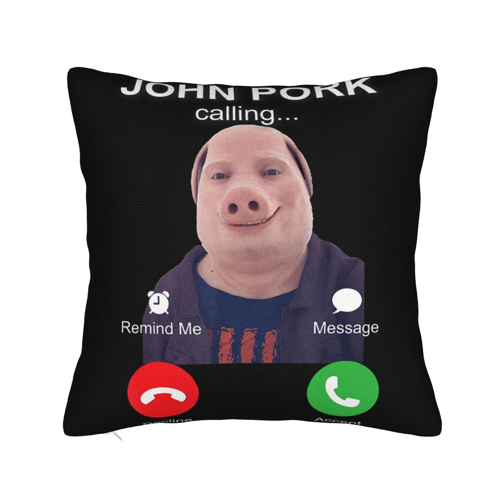 John Pork Halloween Brainrot Meme Pillowcases Kawaii Pillow Case For Sofa Car Home Decor Soft Pillow Cover