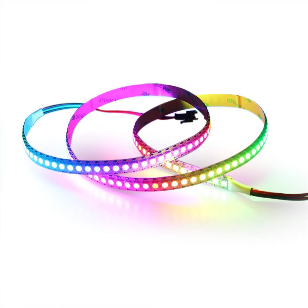 ALITOVE LED-Streifenlicht WS2812B Adressierbarer LED-Streifen Beleuchtungslicht 5050 RGB SMD 1m 144 Pixel Traumfarbe Nicht wasserdicht Weißes PCB DC 5V