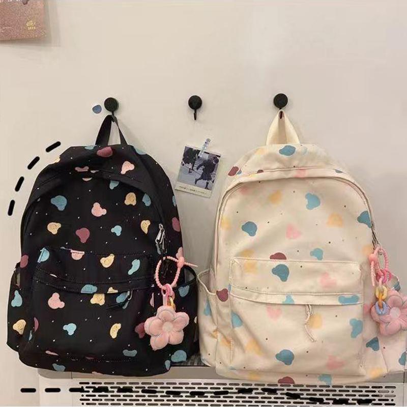 Kawaii Cartoon Backpack For Women Funny Large Capacity School Shoulder Bag Nylon Handbag Student Anti-theft Rucksack