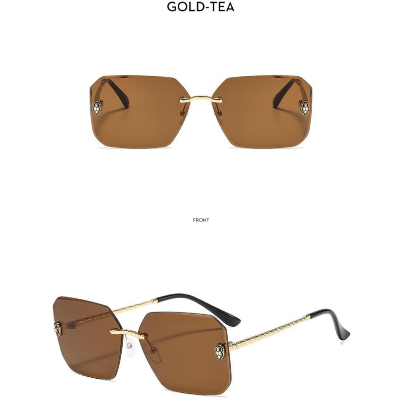 Women's Sunglasses, Men's and Women's Fashion Square Rimless Sunglasses, Large Frame Sunglasses