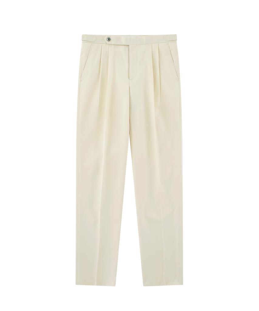 BELLIEF Essential Gaberdine Cotton 2Pleats Easy Chino (Ecru)