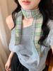 Women's Retro Plaid Cotton Linen Scarf - Summer Neck Protection Shawl, High-End Fashion Accessory