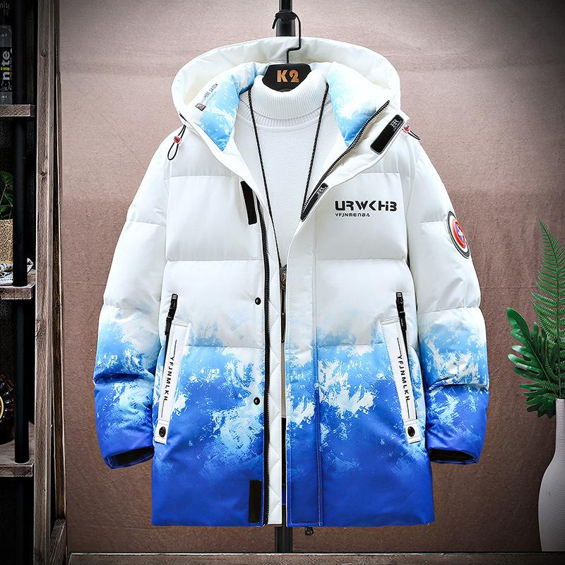 

2025 зимняя защита от холода повседневная ветрозащитная мужская мода воротник-стойка утолщенная мужская одежда утолщенная теплая куртка XXXXL синий