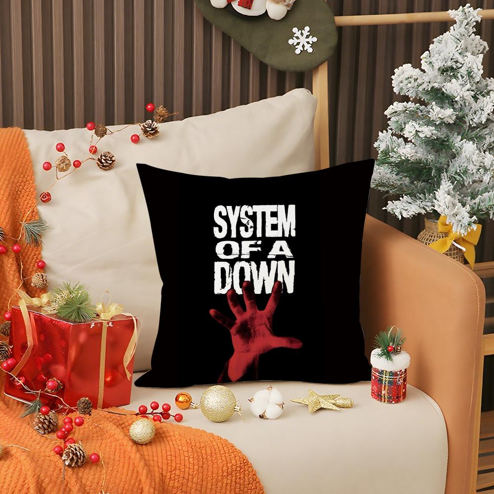 Hot Rock Band S-System Of A Down Pillow Case Anti-dustmite Pillow Invisible zipper silky short plush Sofa cushion cover