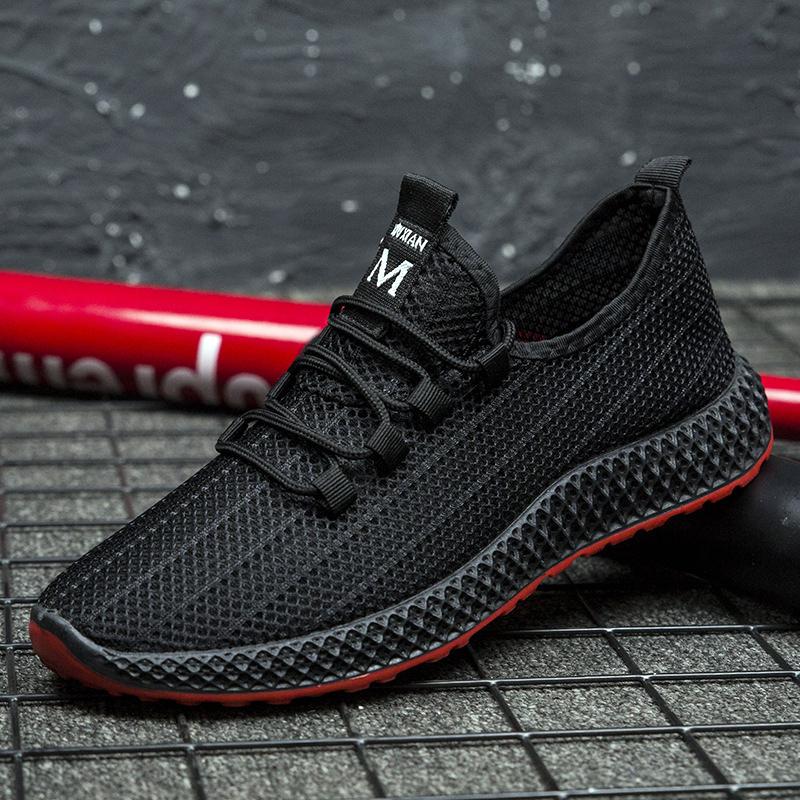 Fashion New Summer Men's Shoes Mesh Sneakers Fashion Flying Woven Running Shoes Trendy Black Casual Ultra-Soft Ultra-Light Mesh Shoes