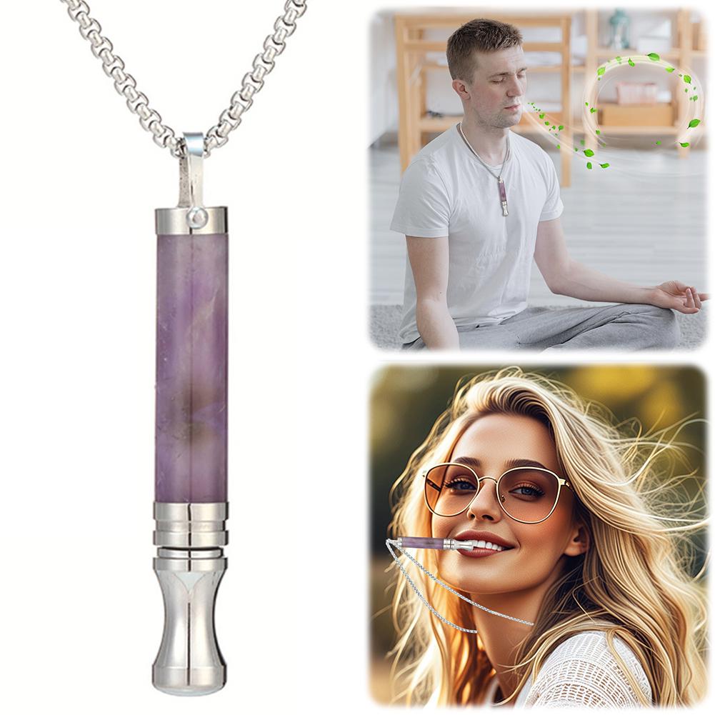 Anxiety Breathing Necklace for Adults Stainless steel Stress Relief Meditation Necklaces Yoga Ritual Female Jewelry