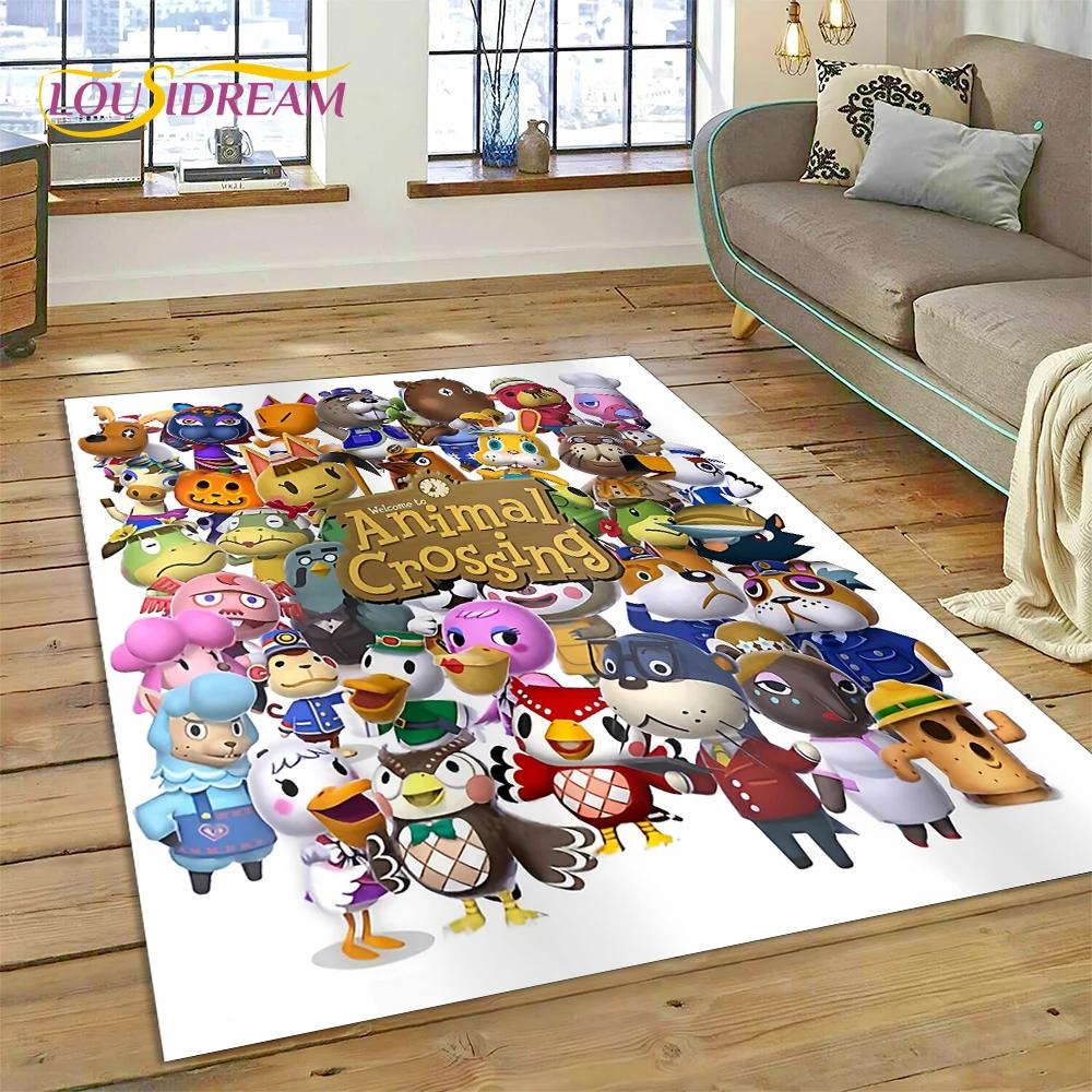 Niedlicher 3D-Cartoon-Teppich mit Animal Crossing New Horizons für Wohnzimmer, Schlafzimmer, Heimdekoration, rutschfeste Dekoration für Sofa, Kindergeschenk