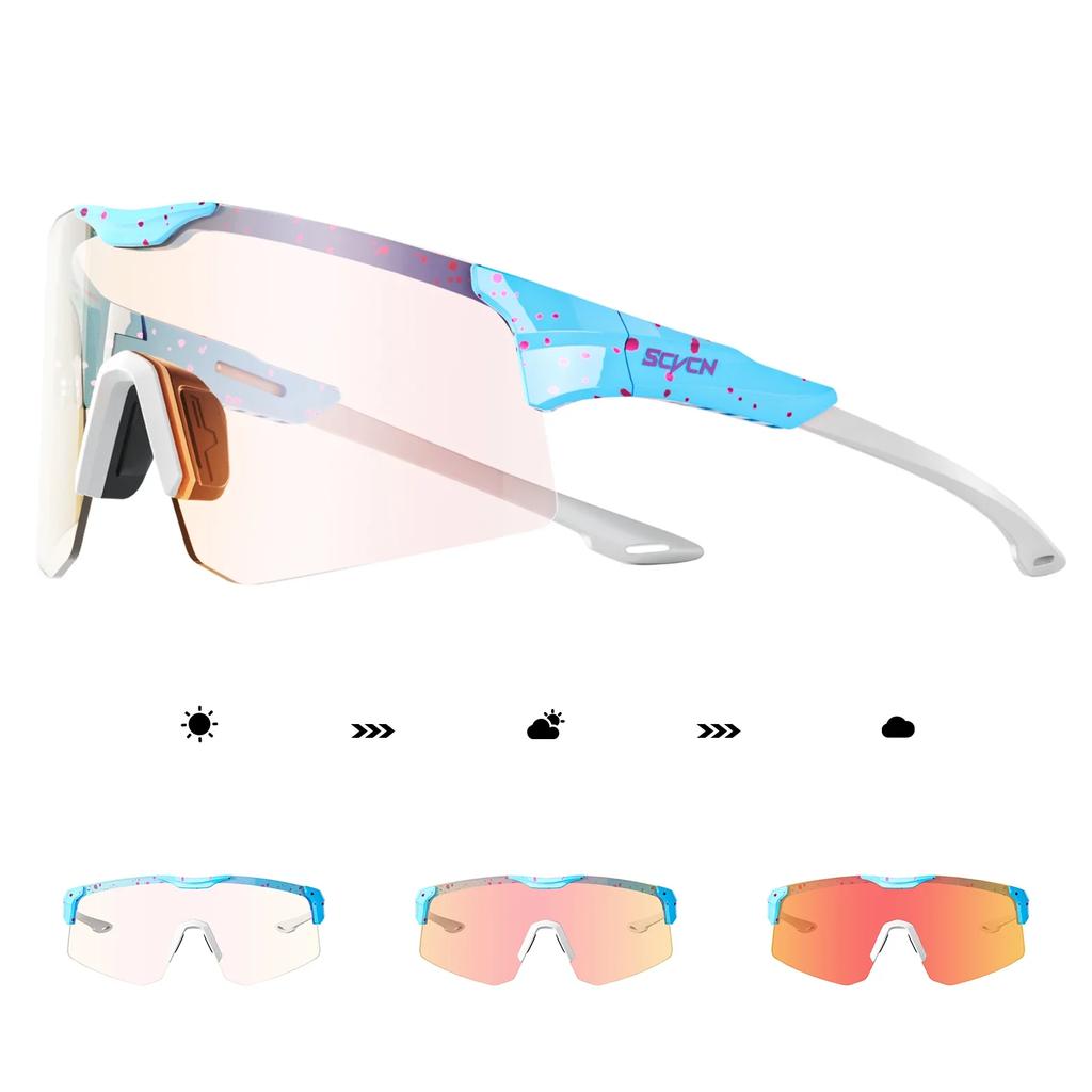 Pochromic Cycling Glasses Bike Sunglasses UV400 Running Sports Bicycle Eyewear Goggles Outdoor MTB Sunglasses Eyepieces