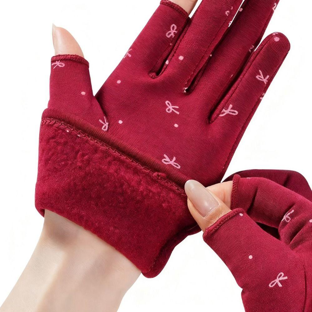 Winddichte Damen Winterhandschuhe Warme Fahrhandschuhe Modische Samt Fäustlinge Laufen