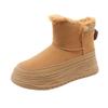 2024 Autumn/Winter Korean Velvet Women's Mid-Cut Snow Boots - Solid Color, Casual, Warm, Heightened Design