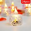 Transparent LED Crystal Tea Light Candles - Set of 24 Smokeless for Christmas or Romantic Nights