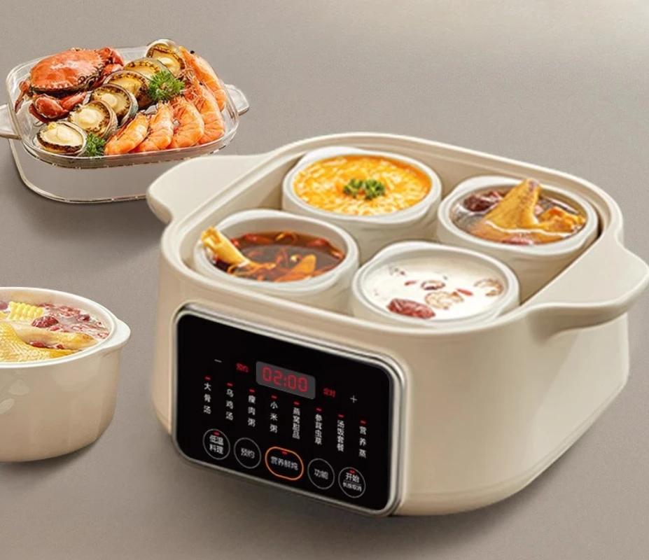 220V Elektrický mini hrnec na dušení Multi-funkční hrnec na dušení polévku Hrnec na vodu Automatický keramický hrnec Polévka Elektrický hrnec na polévku 600W