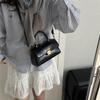Pu Small Square Bag With Top Flap For Daily Casual Street Fashion