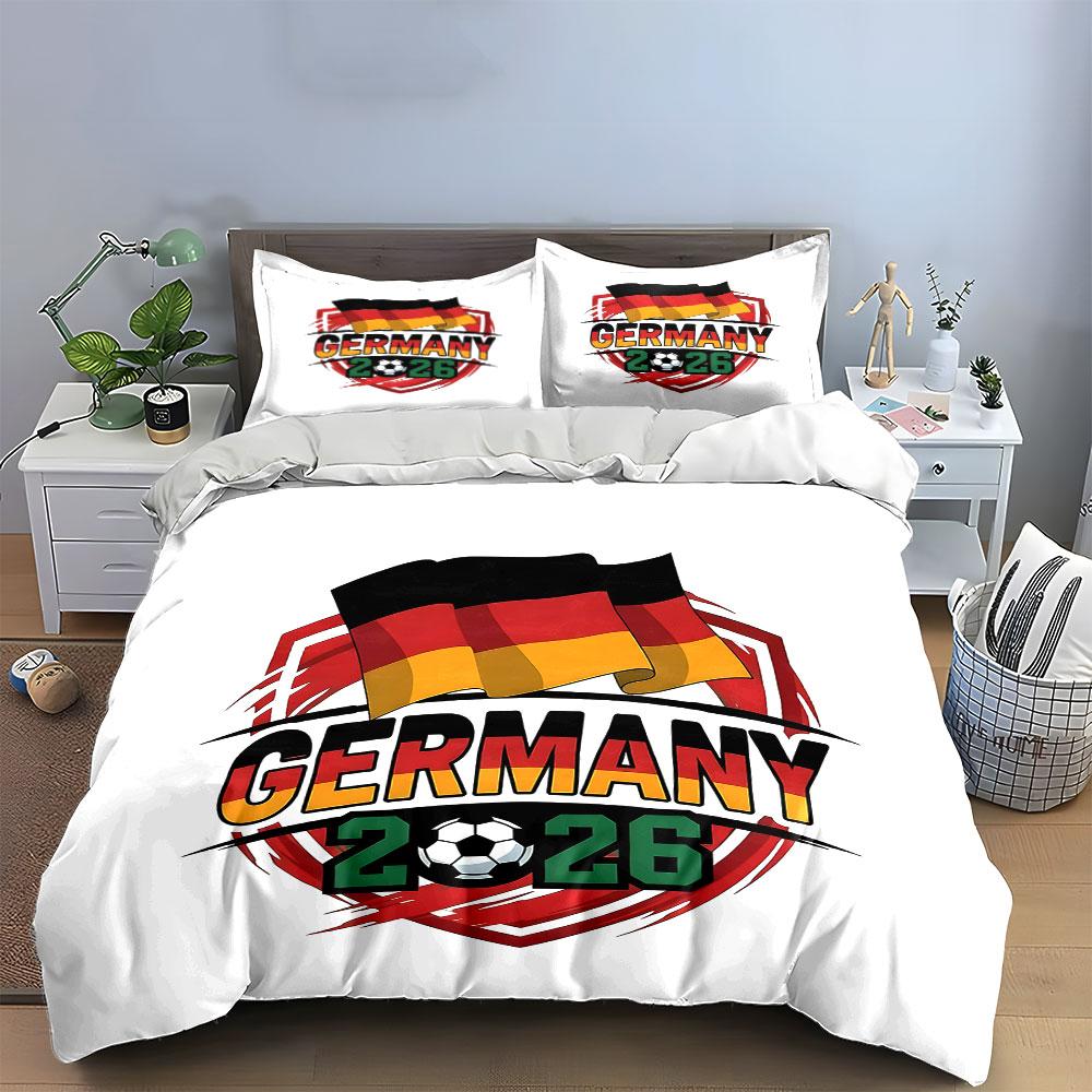 Duitsland Vlag Voetbal Beddengoed Set Beddengoed Dekbedovertrek Set Dekbedovertrek Kussenslopen (1 * Dekbedovertrek 2 * Kussenslopen, zonder dekbedvulling)