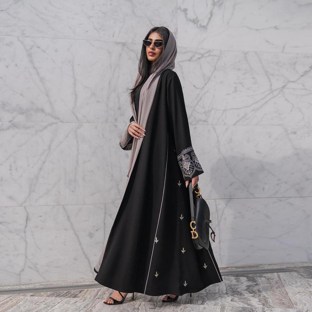 MQ105 Embroidered Patchwork Abaya Cardigan - Spring/Summer Trend