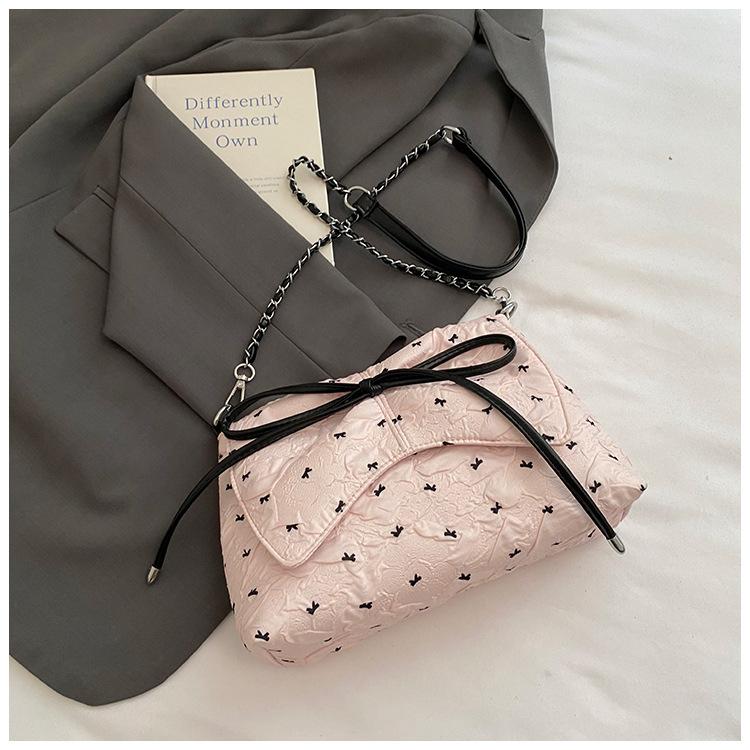 

Сладкая сумка-ведро 2025 Новая летняя сумка на плечо с бантом Повседневная Простая Универсальная Премиальная Портативная Маленькая Квадратная Сумка