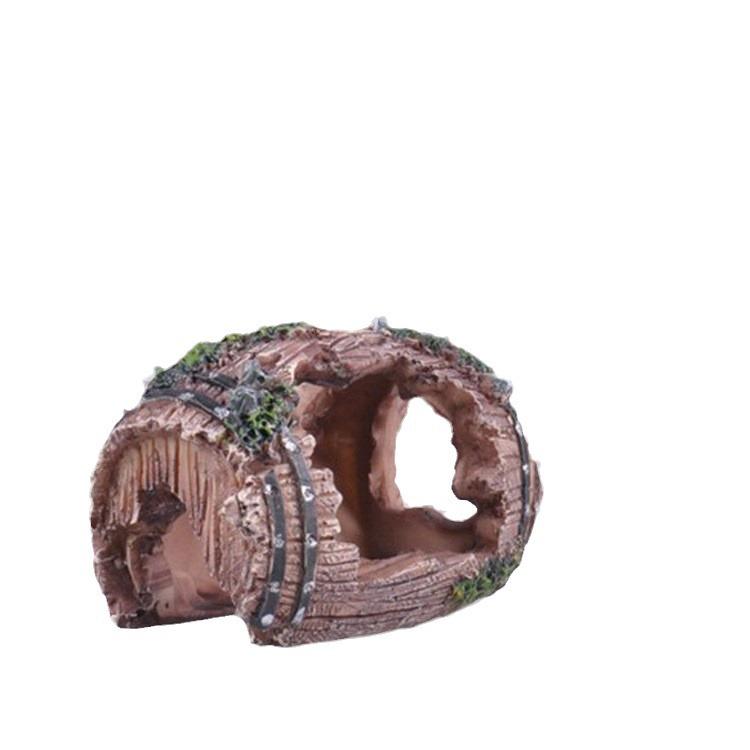 Antique Wine Barrel Aquarium Decor: Fish Tank & Turtle Hiding Spot, Resin 808
