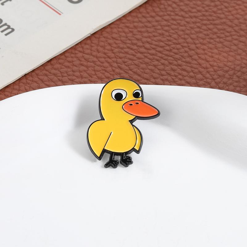 Round Eyed Adorable Duck Enamel Pins Cartoon Bright Yellow Cute Childlike Brooches Lapel Badges Jewelry Gifts For Kids Friends