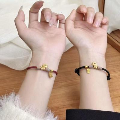 Glückliches Pferde-Charm-Armband für Frauen auf rotem gewebtem Seil für das chinesische Neujahrsfest Segen Schmuck Geschenk