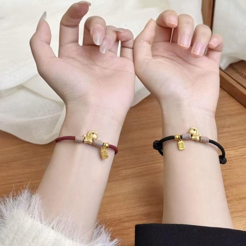 2026 Horse Year Red Lucky Woven Rope Bracelet For Women Chinese Style Horse Bracelets New Year Blessing Jewelry Gifts
