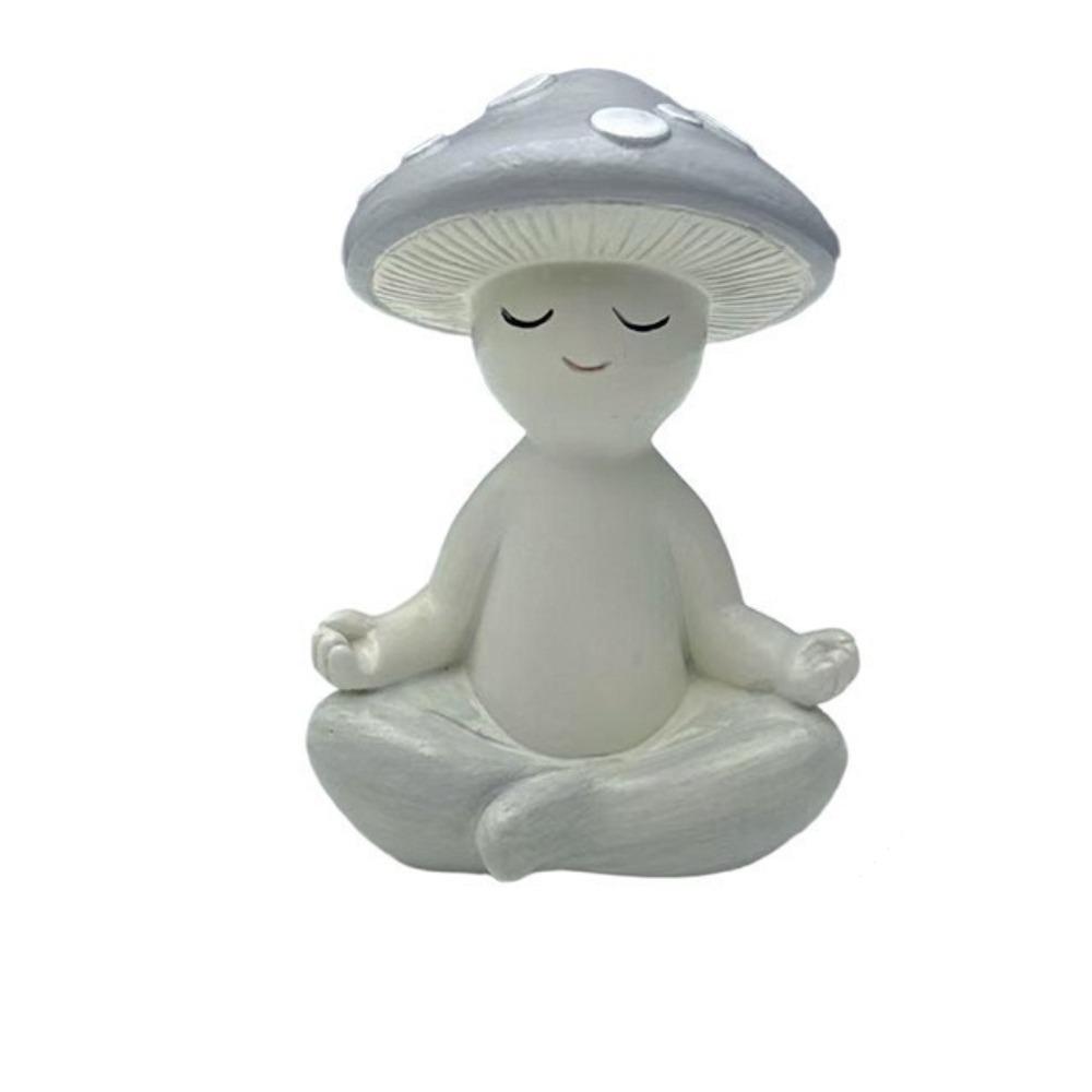 Craft Mini Meditation Mushroom Statue Resin Cute Yoga Mushroom Statue Charming Creative Craft Mushroom Sculpture Garden Decor