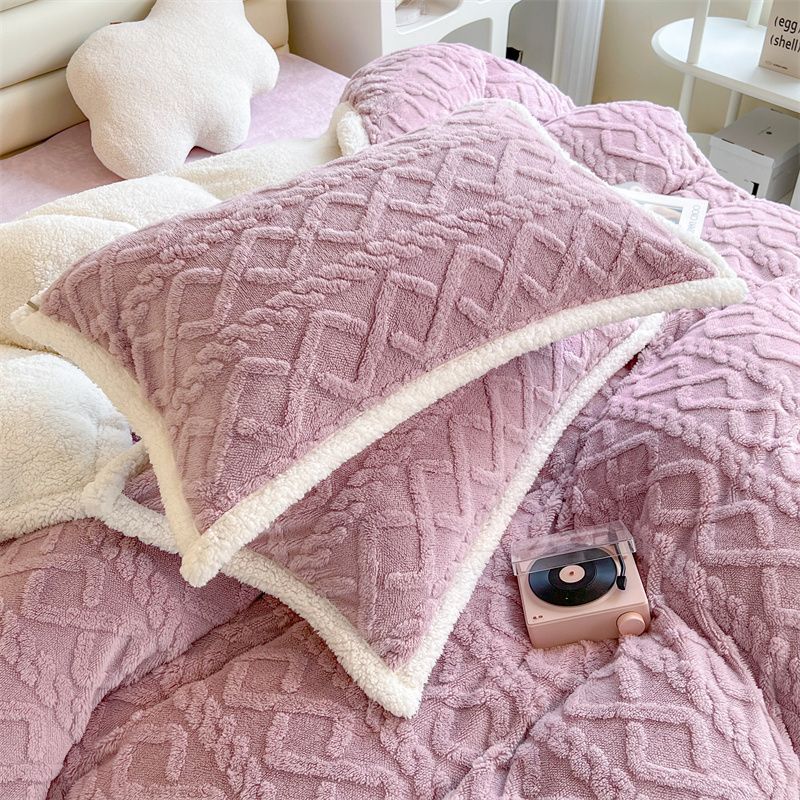 Winter Velvet Pillowcase with High Aesthetic Value, A Pair of Milk Velvet Coral Velvet Pillowcases, 48x74 Dormitory