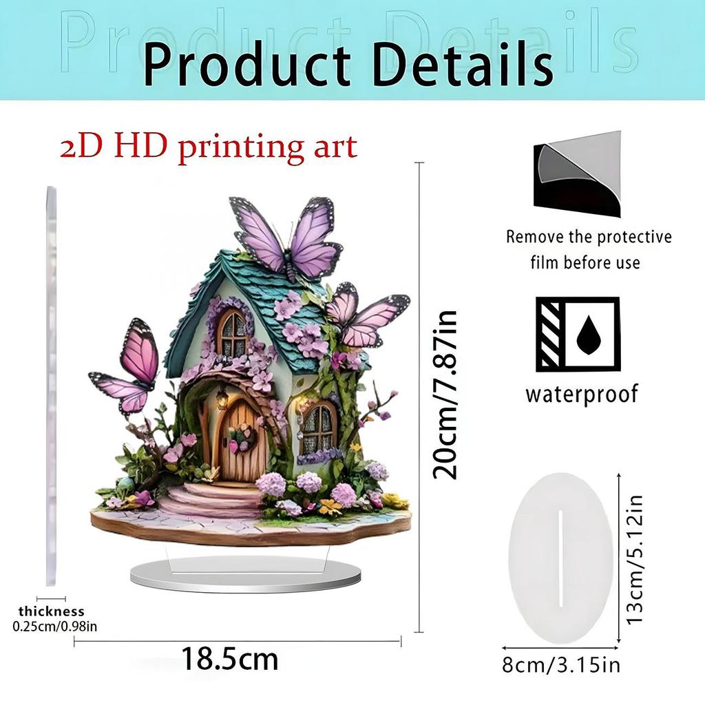 Fairy Tale Flower Fairy & Unicorn 2D Acrylic Ornament for Home Decor