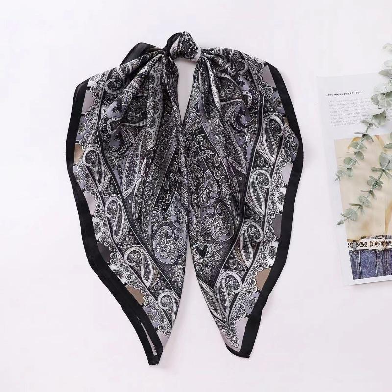 Bohemian Style Print Luxury Brand Silk Square Scarf Women Satin Shawls Neckerchief Wrap Scarves Bandana Hair Floral