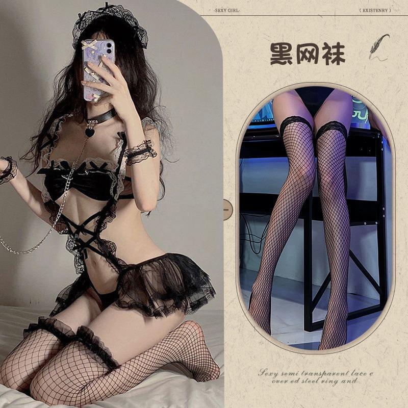 Sexy lingerie Passion maid uniform small breasts show big free crotch temptation mesh skirt underwear