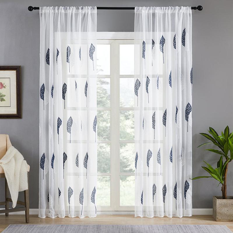 Vorhang garn stickerei balkon wohnzimmer transluzenten garn ländlichen vorhang fertig weiß schlafzimmer