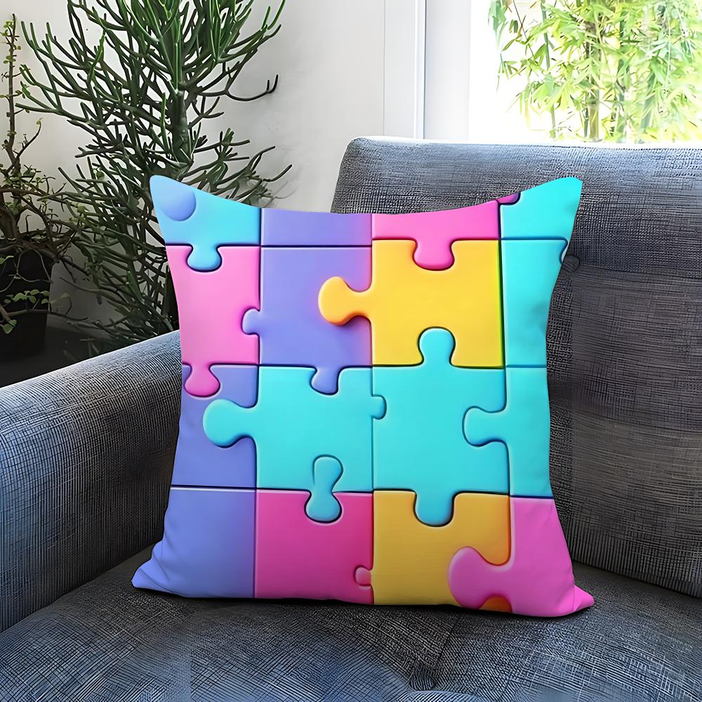 Puzzle Cushion Cover Comfortable Reversible Pillow Cover Ideal for Car Sofa Bedroom Beyond