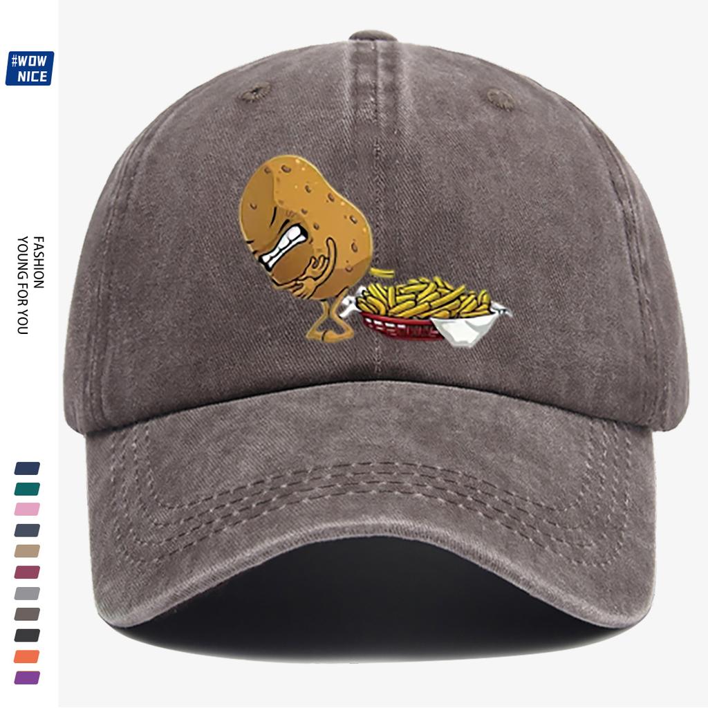pc Angry Potato for Unisex French Fries Print Baseball Cap Unisex Adjustable Snapback Hat Suitable for Parties Travel Cycling