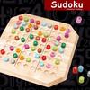 9×9 Wooden Sudoku Puzzle Board Game Dual-Sided Color & Number Logic Game 48 Progressive Puzzles With Answer Key