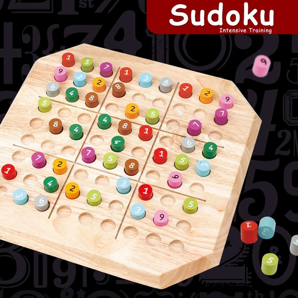 9×9 Wooden Sudoku Puzzle Board Game Dual-Sided Color & Number Logic Game 48 Progressive Puzzles With Answer Key