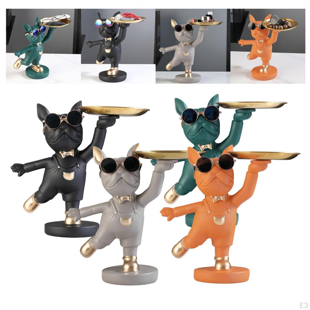 Desk Polyresin Dog Statue Tray Organizer for Living Room Home Decor Snack Holder Decorative Multi