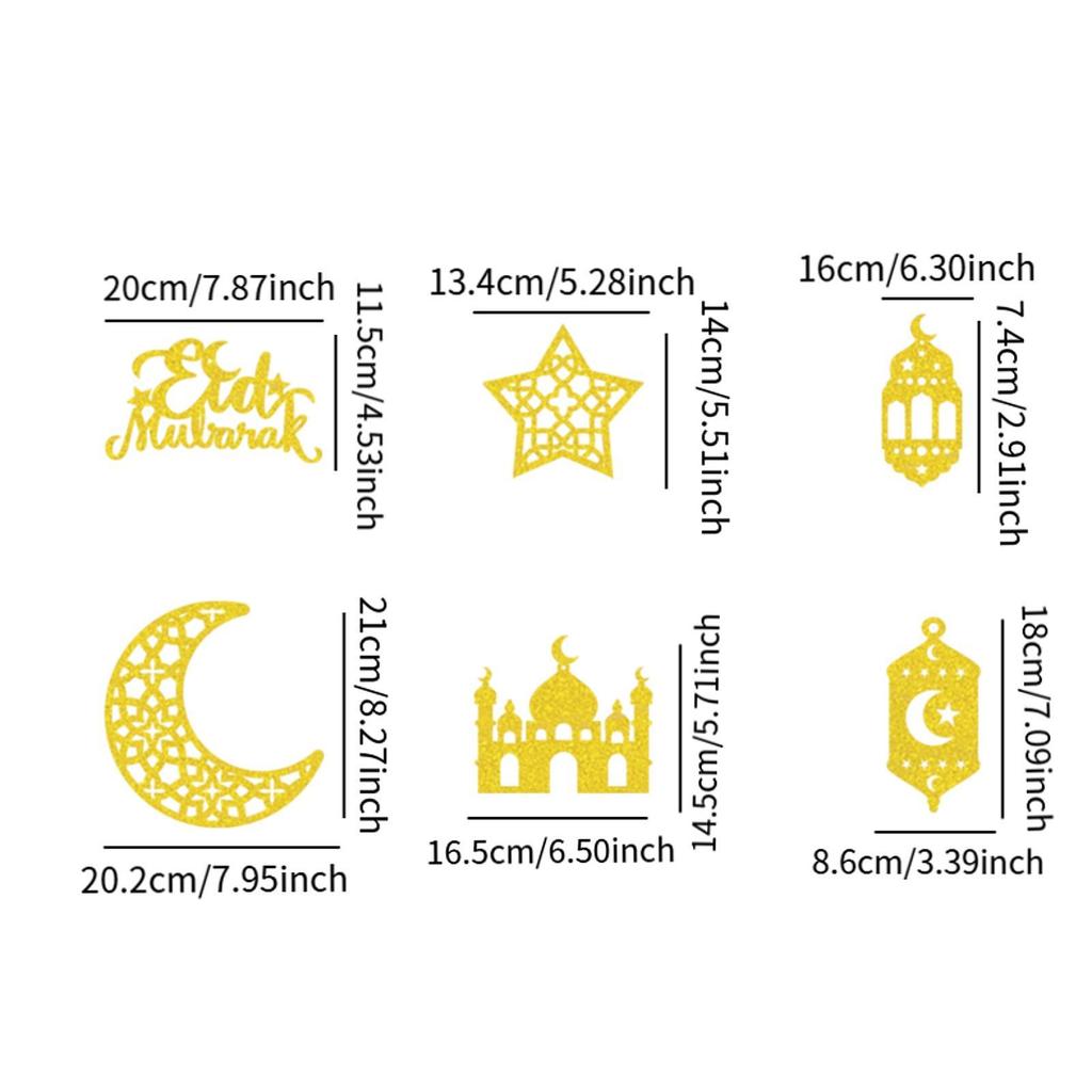12x Ramadan Hanging Ornaments Rustic Eid Mubarak Pendants for Wall Tree Door