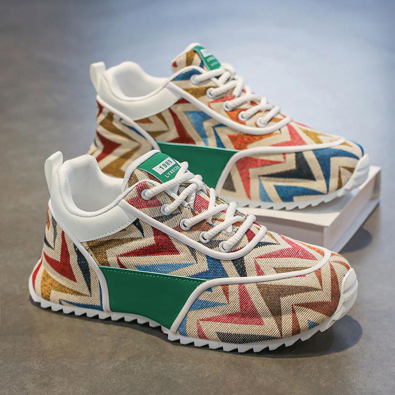 

European station 2025 summer new low-top versatile cloth breathable printing muffin shoes platform sports shoes men 39