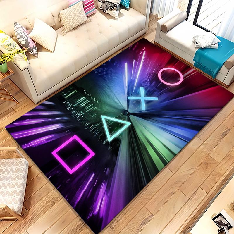 Cartoon Game Gamer Zone Controller Logo Living Room Non-Slip Area Rug Soft Carpet for Bedroom Playroom Sofa,Home Decor Doormat
