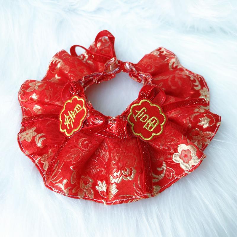 Warm Chinese New Year Pet Scarf with Bow Tie for Cats - Autumn/Winter