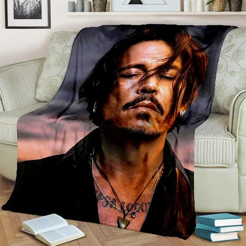 Deka série 3D tisku Johnny Depp, Měkká přehozová deka pro domácnost Ložnici Postel Pohovku Piknik Cestování Kancelář Krycí deka na odpočinek Děti