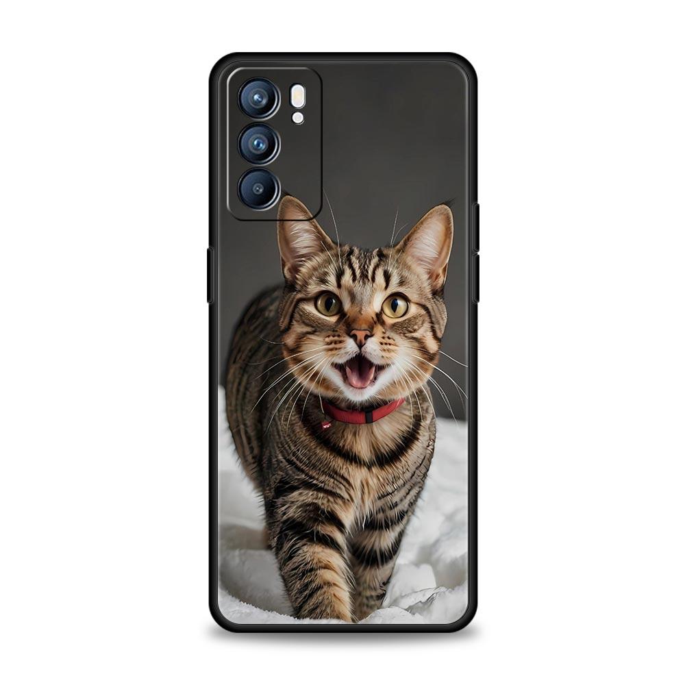 Phone Case For Oppo Reno13 Reno12 Reno11 F Reno10 Pro A54 A53 A95 A76 A74 A57 A98 A80 A79 5G A78 4G Cover Kawaii Love Cat